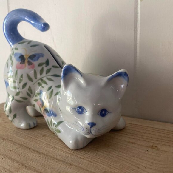 Adorable Blue and White Cat Figurine - Picture 2 of 8
